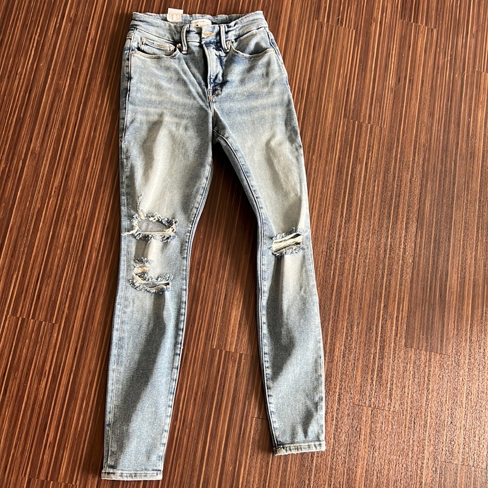 Good American light wash jeans